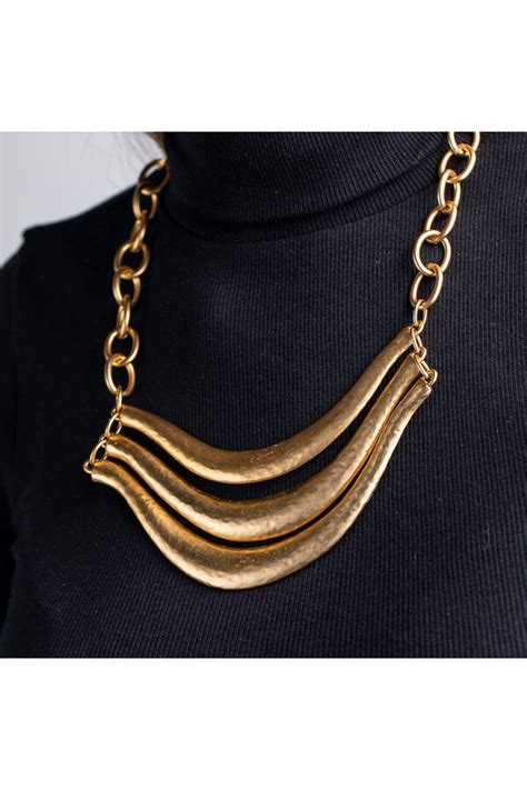 Buy KENNETH JAY LANE 3 Row Satin Gold Chain Bib Necklace At 44 Off