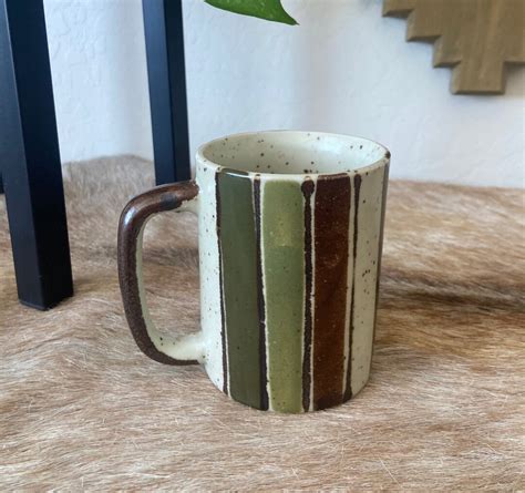 S Vintage Dark Khaki Green Speckled Otagiri Mug Etsy