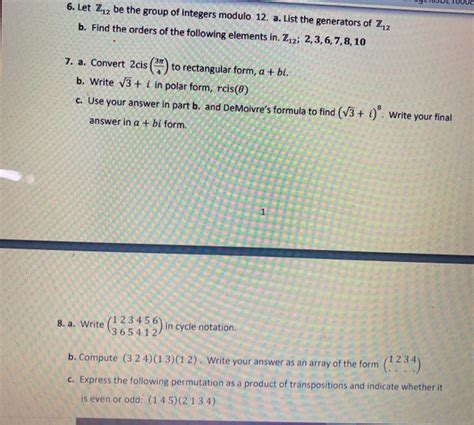 Solved 6 Let Z12 Be The Group Of Integers Modulo 12 A