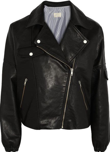 Band Of Outsiders Dolman-Sleeve Leather Biker Jacket in Black | Lyst