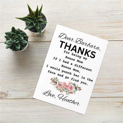 Bonus Mom Card For Mom Bonus Mum Card Step Mom Mothers Day Card Stepmom Card Like A Mum Etsy