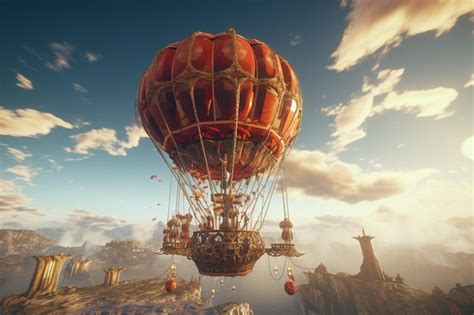 Premium Photo Timetraveling Hot Air Balloon Floating Through Era