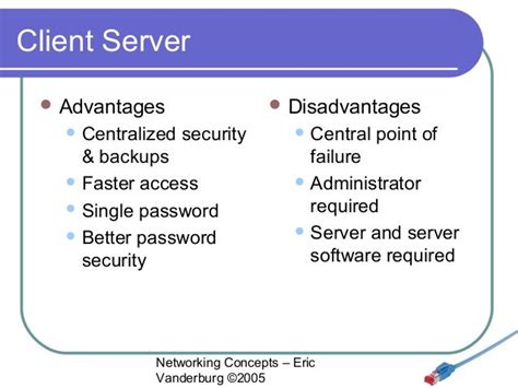 Client Server Network Advantage Disadvantage