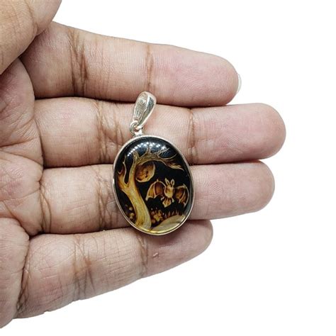 Amber Cameo Intaglio Bat Pendant Amberman