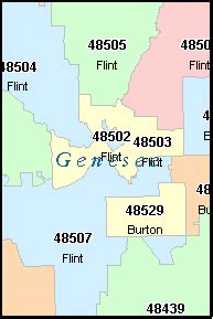 GENESEE County, Michigan Digital ZIP Code Map