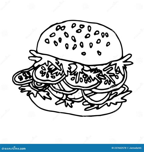 Vector Hand Drawn Burgers And Snacks Objects Drawn Fast Food Element