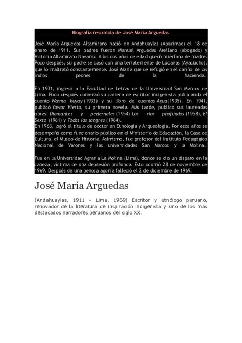 Doc Biografía Resumida De José María Arguedas