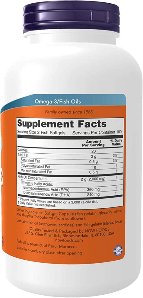 Now Foods Omega Fish Oil Softgels Molecularly Distilled For