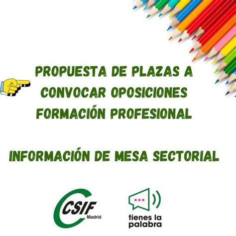 Csif Propuesta De Plazas A Convocar Oposiciones Fp De Reposici N