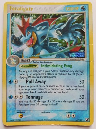 Feraligatr Pokemon Card Unseen Forces Reverse Holo Stamped