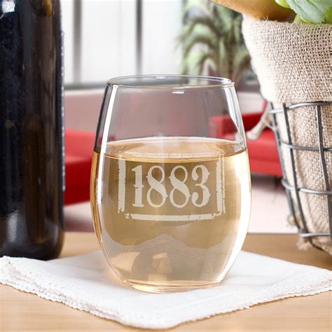 Yellowstone 1883 Logo Laser Engraved Stemless Wine Glass Yellowstone Shop