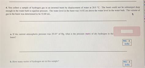 Solved You Collect A Sample Of Hydrogen Gas In An Chegg