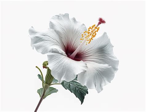 Una Flor De Hibisco Blanca Con Un Centro Amarillo Foto Premium