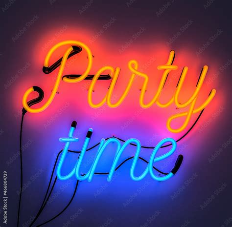 Party Time Neon Sign Mock Up With Free Space 3d Rendering