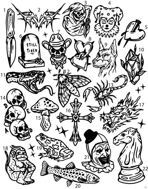 Pre Made Ready To Use Hand Poke Flash Tattoo Stencils Set Of 4 Etsy