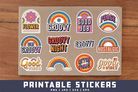 Set of vintage stickers in retro style, Retro stickers pack