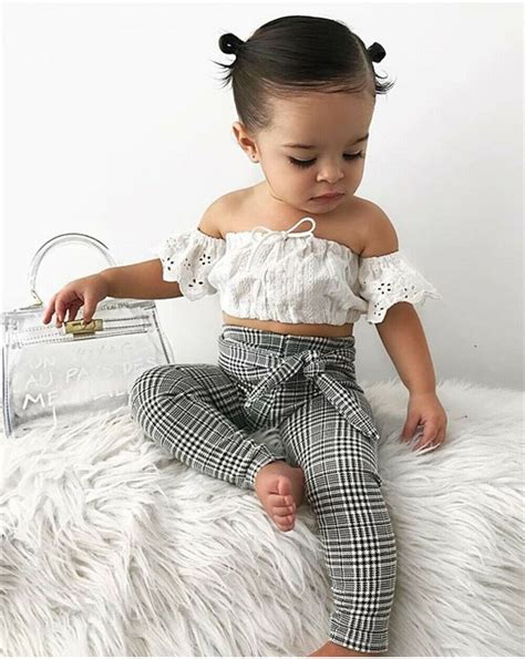 2-7T Toddler Kids Baby Girls Clothes set Summer Off Shoulder Lace Crop ...