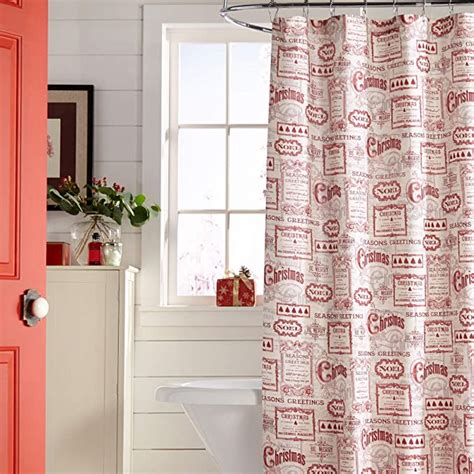 Amazon BrylaneHome 13 Pc Vintage Christmas Shower Curtain Ivory