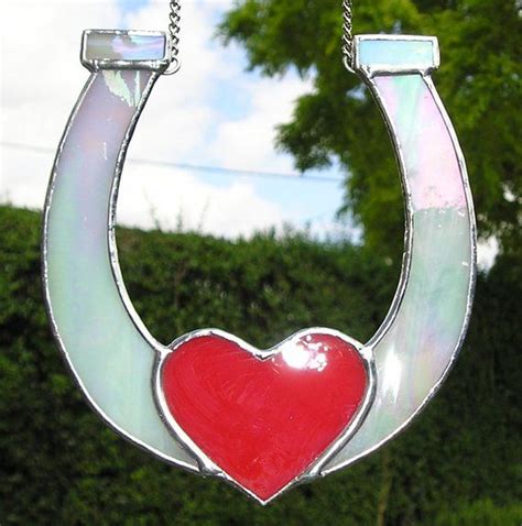 Stained Glass Lucky Horseshoe Wedding Horseshoe Suncatcher Etsy Uk