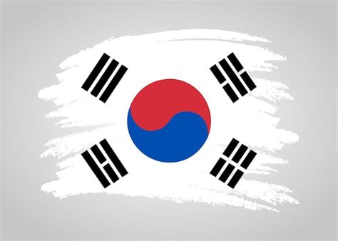 Bandeira Da Coreia Do Sul Pintada Pincel De Efeito Grunge E