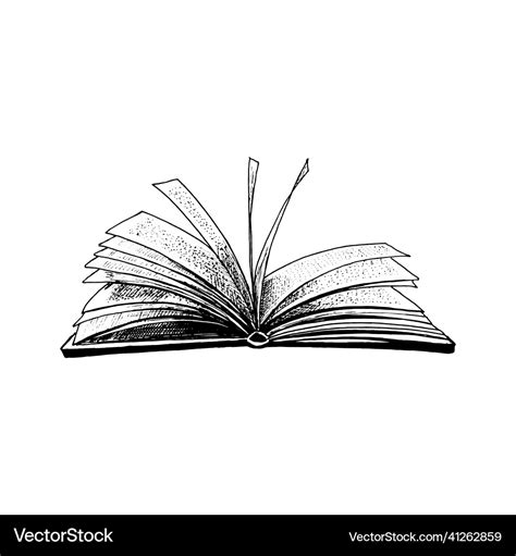 Open Book With Flying Pages Hand Drawn Sketch Vector Image