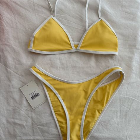 Wilo The Label Swim Wilo The Label Butter Yellow And White Bikini Set Poshmark