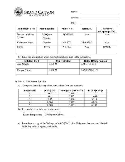 Solution Chm L Electrochemistry Lab Worksheet Gcu Studypool