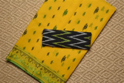 Tvis And Bliss Yellow And Green Bengal Cotton Saree