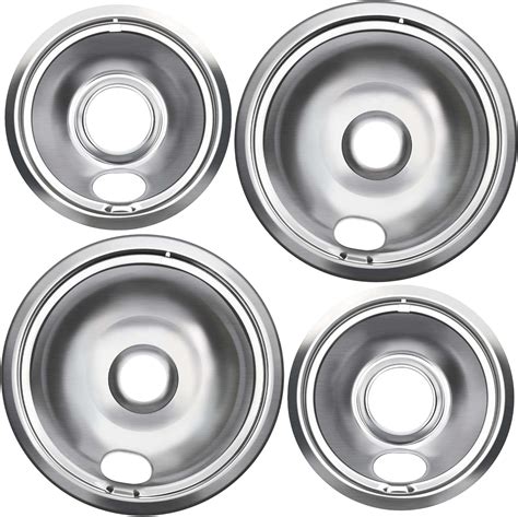 4 Pack Drip Pans Replacement Chrome Drip Pans For Whirlpool Frigidaire