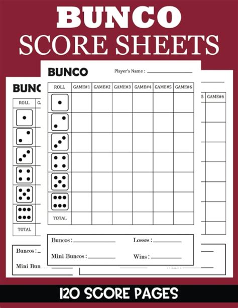 Bunco Score Sheet The Real Bunco Score Cards For Bunco Dice Game