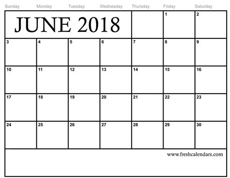 June Word Calendar Printable Word Calendar