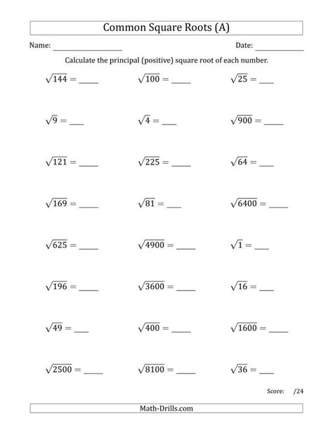 Square Root Estimation Worksheet Approximating Square Roots