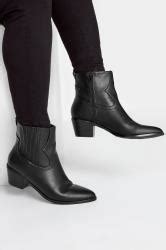 Black Western Pu Ankle Boot In Wide E Fit Extra Wide Eee Fit Yours