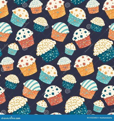 Seamless Vector Cupcake Pattern Stock Vector Image 37223453