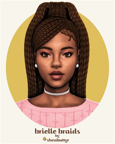 Brielle Braids Sheabuttyr In 2024 Sims Hair Sims 4 Black Hair Sims 4