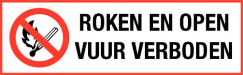 Pictogram Roken En Open Vuur Verboden Met Tekst Bord