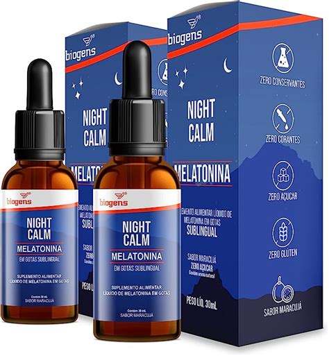 Night Calm Melatonina Em Gotas Sublingual Sabor Maracuj Biogens Kit