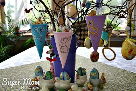 Embroidered Fabric Easter Cones Super Mom No Cape