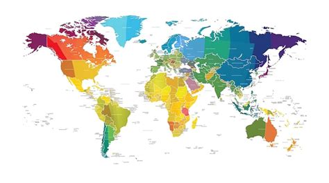 Mappa Colorata Del Mondo Con I Nomi Dei Paesi La Mappa Divisa In