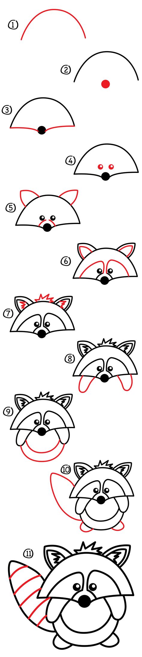 How To Draw A Raccoon Cartoon Art For Kids Hub