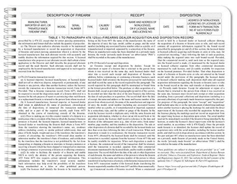 Federal Firearms License Log Pages Ffl Book Bound Record Landscape