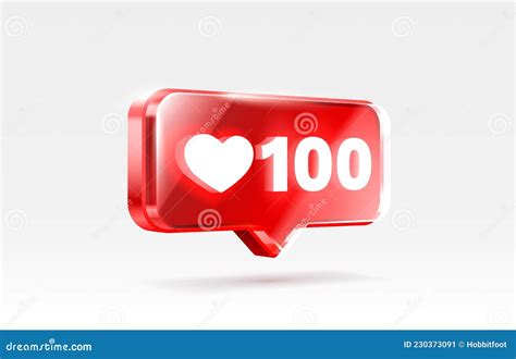 Heart 100 Like Icon Sign Seguir 3d Banner Love Post Social Media