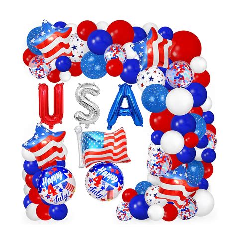 Red White And Blue Balloons Garland Arch Kit 4th Of July Party Balloon