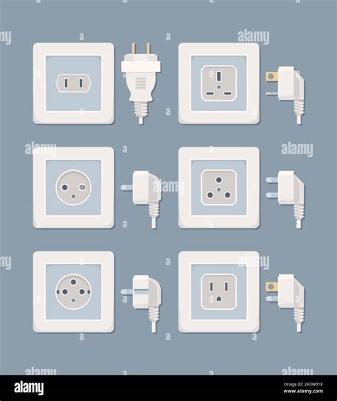 Electric Plug Electricity Collection American And European Plugged