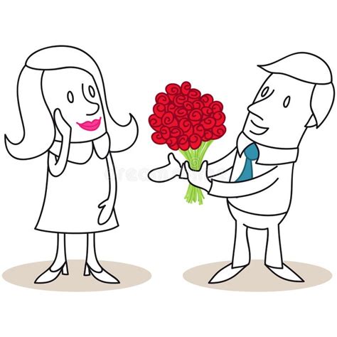 Man Giving Woman Flowers Stock Illustrations 998 Man Giving Woman