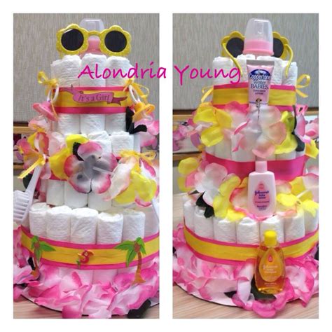 Diaper Cake For Hawaiian Themed Baby Shower Monkey Baby Shower Baby