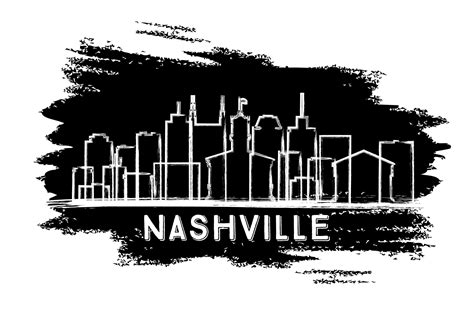 Nashville Tennessee City Skyline Silhouette Hand Drawn Sketch