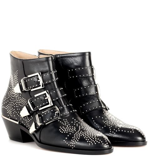 Chloé Susanna Studded Leather Ankle Boots In Black Silver Black Lyst