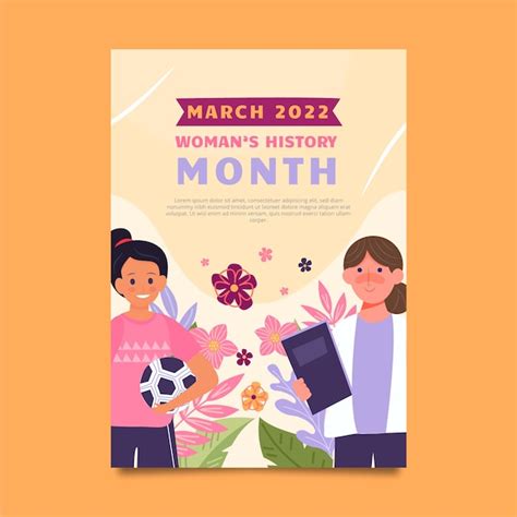 Free Vector Flat Womens History Month Vertical Poster Template