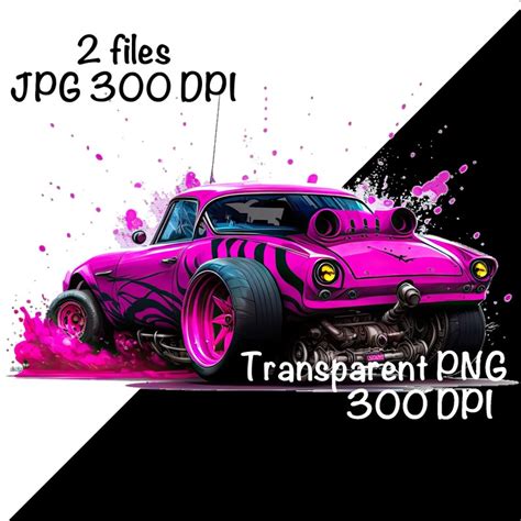 Drag Racing Car Watercolor Motorsports Pink Drag Race Clipart Etsy